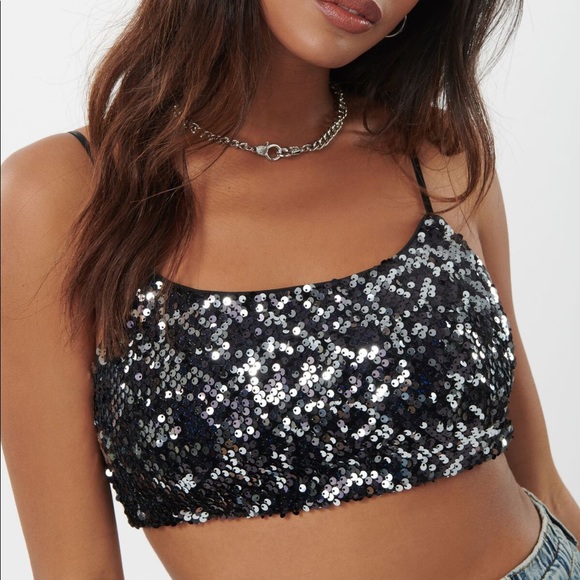 Garage Tops - GARAGE - sequin cage-back micro cami